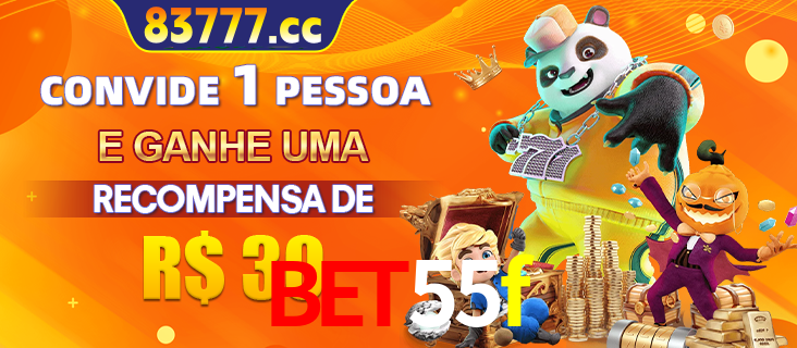 Banner institucional da bet55f sobre parceria de marcas e criação de uma marca de excelência, apresentando os mascotes de jogos populares como o Fortune Tiger.