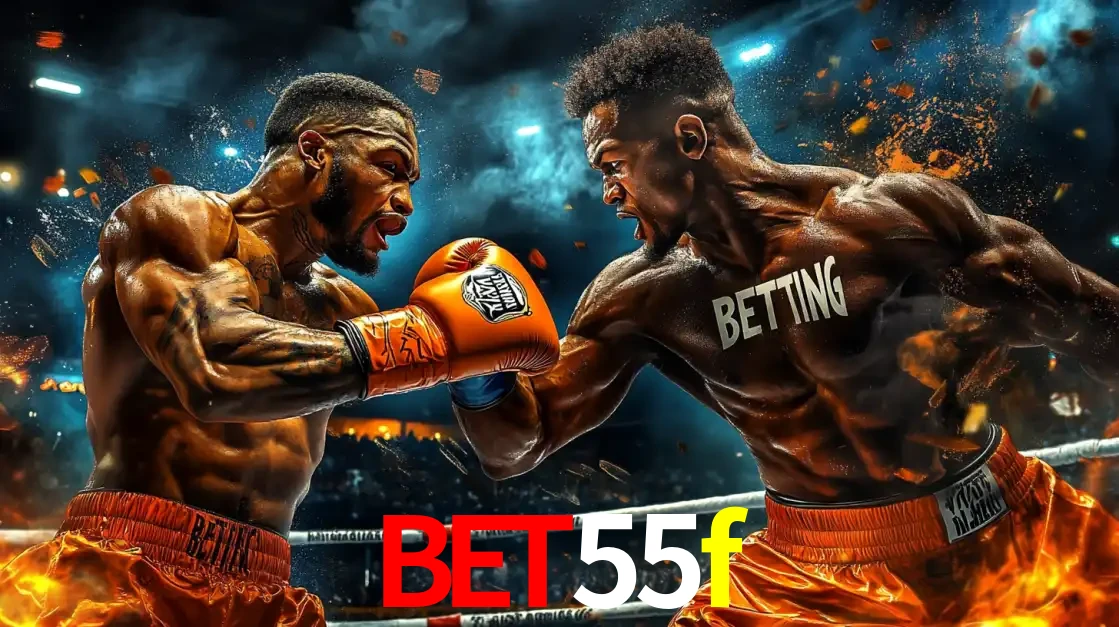 Dois boxeadores em uma luta intensa e explosiva, representando a adrenalina e as oportunidades de apostas em esportes de combate disponíveis na plataforma bet55f.