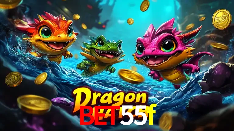 Arte promocional do jogo Dragon Hatch com três adoráveis dragões bebês nadando entre moedas de ouro, um dos slots mais divertidos para jogar no cassino bet55f.